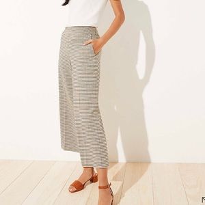 NWT LOFT Checked Wide Leg Crop Pants